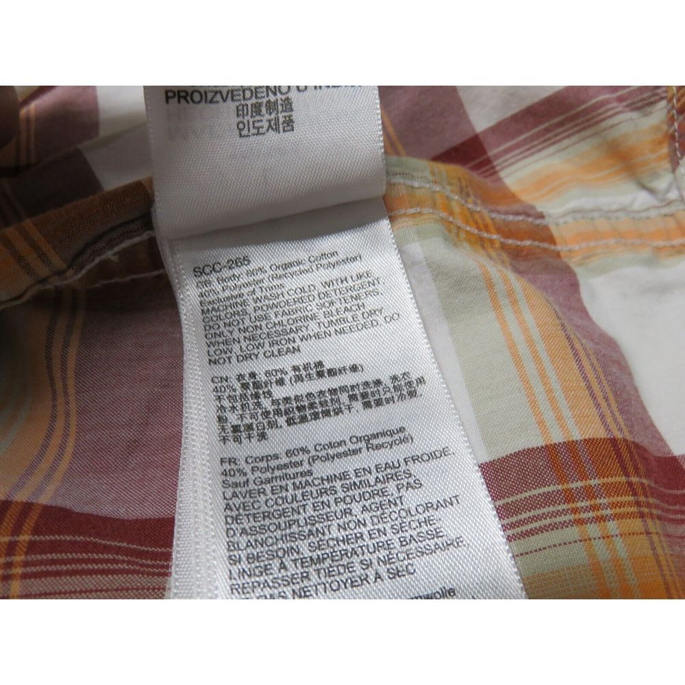 Mens Marmot Short Sleeve Button Front Shirt Size L Orange Red White Plaid Hiking - Picture 7 of 8